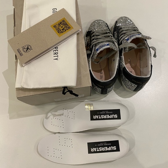 Golden Goose Superstar Silver Glitter/Leopard NIB - Picture 9 of 11